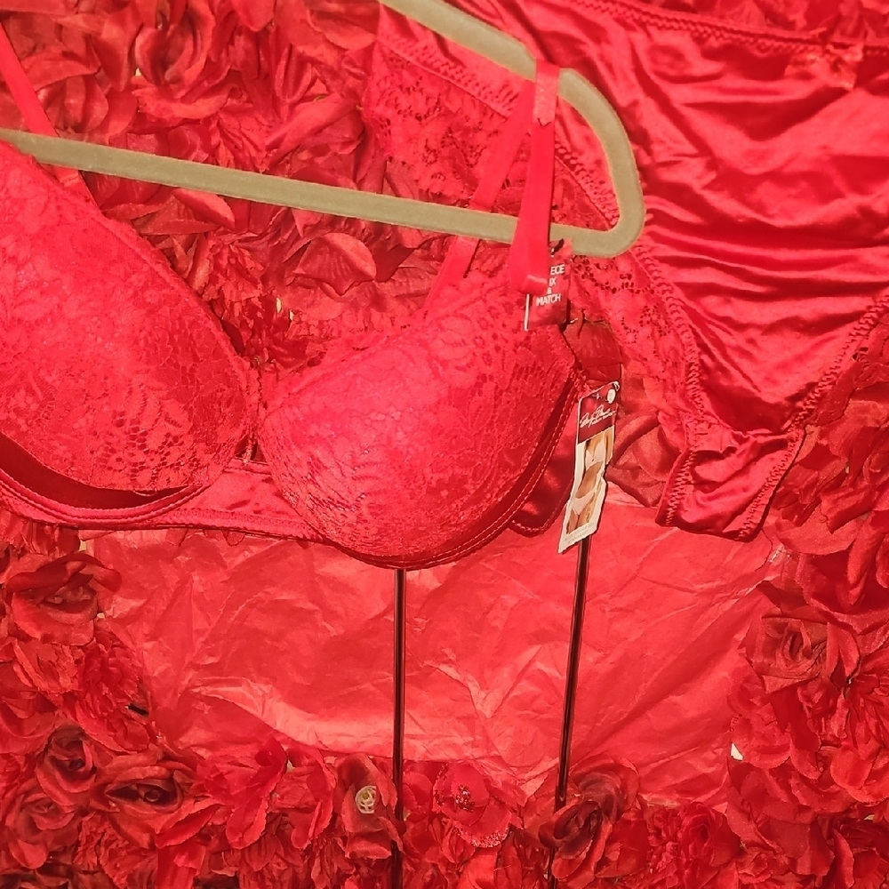 Marilyn Monroe NWT Scarlet Lace Push Up Bra With Matching Panties Size 38C/XL